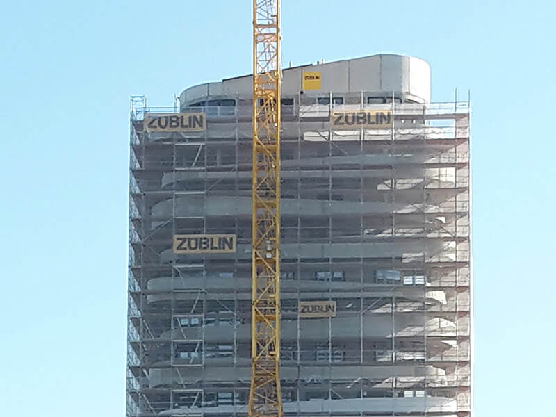 Baustellenbild von der Entstehung des Sky Towers