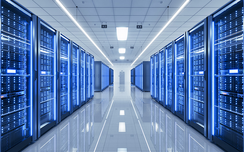 innenaufnahme eines gekühlten serverraum